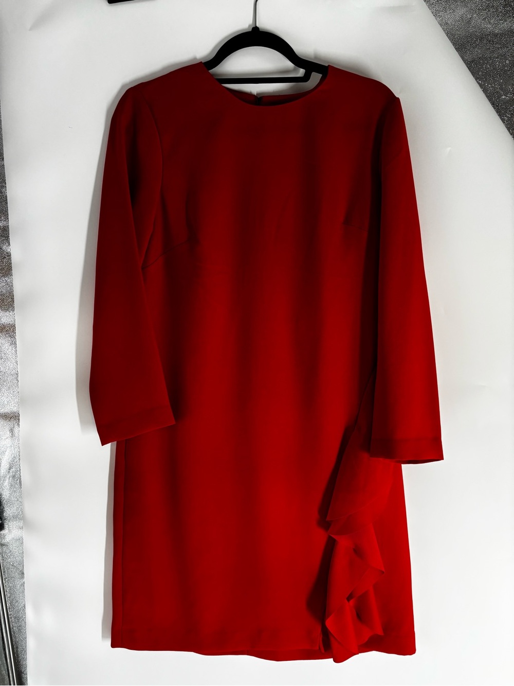 NWT Red Chiffon Style Ruffle Dress Banana Republic - Picture 2 of 7